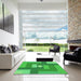 Machine Washable Transitional Neon Green Rug in a Kitchen, wshpat1131grn