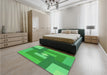 Patterned Neon Green Rug in a Bedroom, pat1131grn