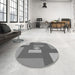 Round Patterned Ash Gray Rug in a Office, pat1131gry