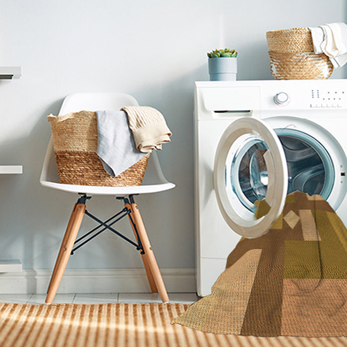 Machine Washable Transitional Yellow Rug in a Washing Machine, wshpat1131org