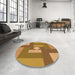 Round Patterned Yellow Rug in a Office, pat1131org