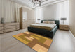 Patterned Yellow Rug in a Bedroom, pat1131org