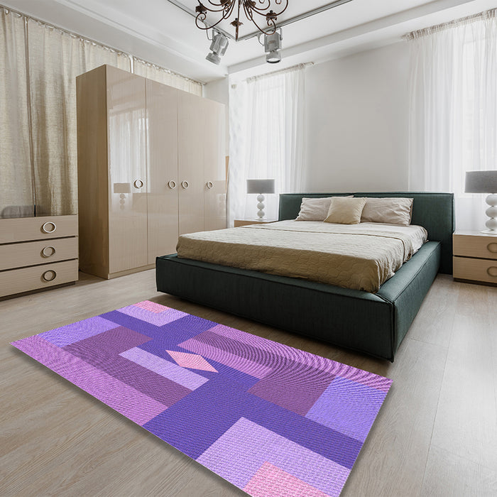 Round Machine Washable Transitional Purple Rug in a Office, wshpat1131pur