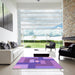 Square Patterned Purple Rug in a Living Room, pat1131pur