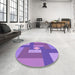 Round Patterned Purple Rug in a Office, pat1131pur