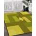 Machine Washable Transitional Dark Yellow Green Rug in a Family Room, wshpat1131yw