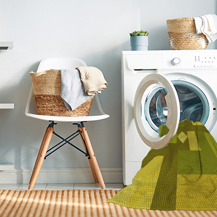 Machine Washable Transitional Dark Yellow Green Rug in a Washing Machine, wshpat1131yw