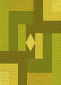 Machine Washable Transitional Dark Yellow Green Rug, wshpat1131yw