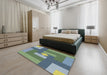 Machine Washable Transitional Green Rug in a Bedroom, wshpat1131