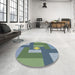 Round Patterned Green Novelty Rug in a Office, pat1131