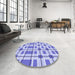 Round Patterned Periwinkle Purple Rug in a Office, pat1132blu