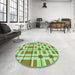 Round Patterned Pastel Green Rug in a Office, pat1132grn