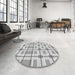 Round Patterned Gunmetal Gray Rug in a Office, pat1132gry