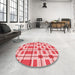 Round Patterned Baby Pink Rug in a Office, pat1132rd