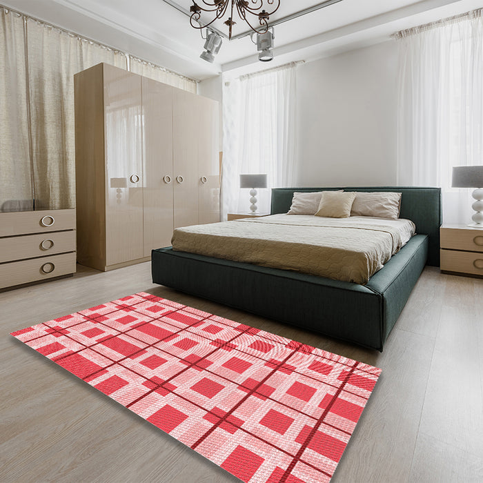 Round Machine Washable Transitional Pink Rug in a Office, wshpat1132rd