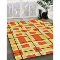 Patterned Orange Red Orange Rug, pat1132yw