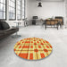 Round Patterned Orange Red Orange Rug in a Office, pat1132yw