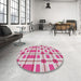 Round Patterned Pink Novelty Rug in a Office, pat1132