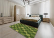 Patterned Green Rug in a Bedroom, pat1133brn