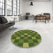 Round Patterned Green Rug in a Office, pat1133brn