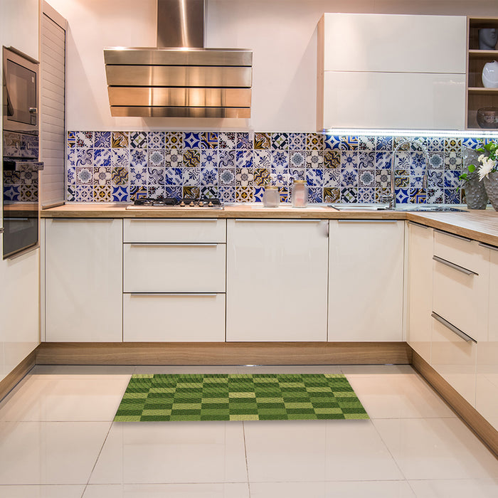 Patterned Green Rug in a Kitchen, pat1133brn
