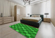 Patterned Green Rug in a Bedroom, pat1133grn