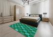 Patterned Forest Green Rug in a Bedroom, pat1133lblu