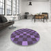 Round Patterned Plum Purple Rug in a Office, pat1133pur