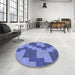 Round Patterned Sky Blue Rug in a Office, pat1134blu