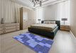 Patterned Sky Blue Rug in a Bedroom, pat1134blu