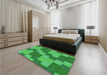 Patterned Green Rug in a Bedroom, pat1134grn