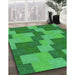 Patterned Green Rug in Family Room, pat1134grn