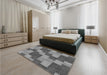 Patterned Dark Gray Rug in a Bedroom, pat1134gry