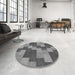 Round Patterned Dark Gray Rug in a Office, pat1134gry