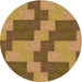 Square Patterned Saddle Brown Rug, pat1134org