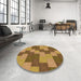 Round Patterned Saddle Brown Rug in a Office, pat1134org