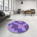 Round Patterned Amethyst Purple Rug in a Office, pat1134pur