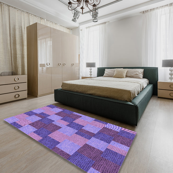 Patterned Amethyst Purple Rug in a Bedroom, pat1134pur