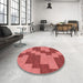 Round Patterned Red Rug in a Office, pat1134rd