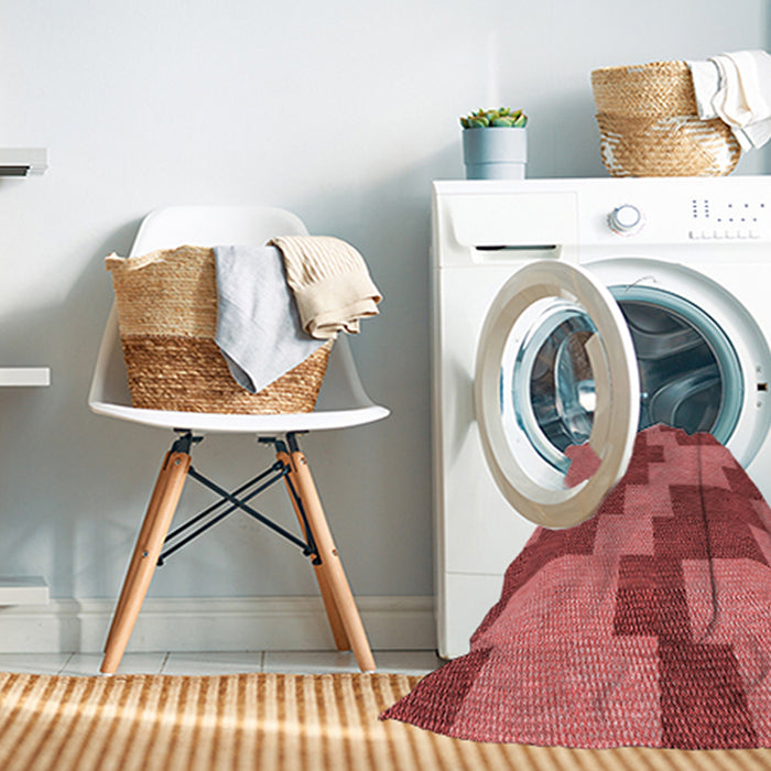 Machine Washable Transitional Red Rug in a Washing Machine, wshpat1134rd
