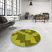 Round Patterned Oak Brown Rug in a Office, pat1134yw