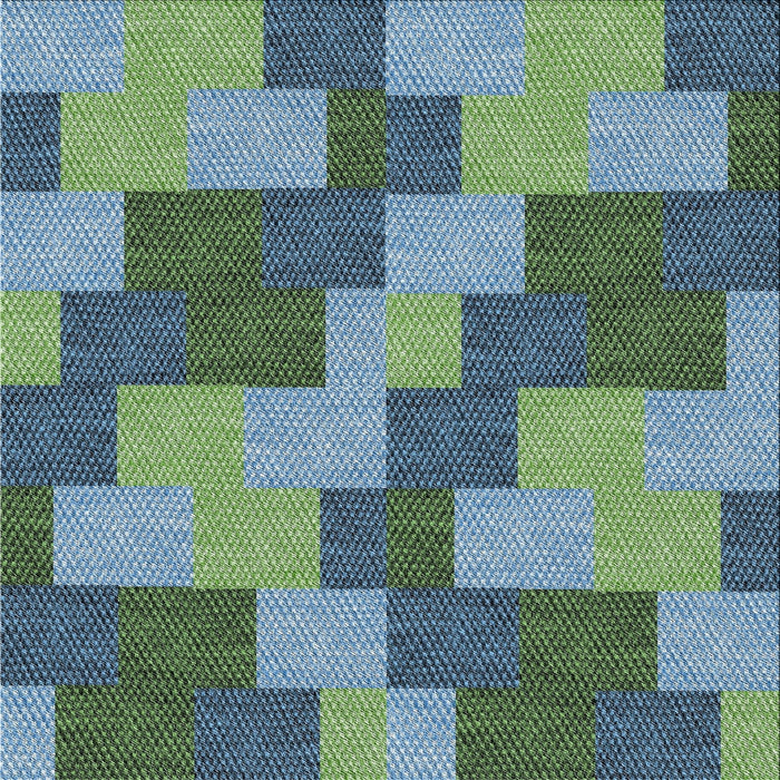 Square Patterned Blue Green Novelty Rug, pat1134