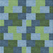 Square Patterned Blue Green Novelty Rug, pat1134