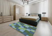 Machine Washable Transitional Blue Green Rug in a Bedroom, wshpat1134