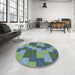 Round Patterned Blue Green Novelty Rug in a Office, pat1134