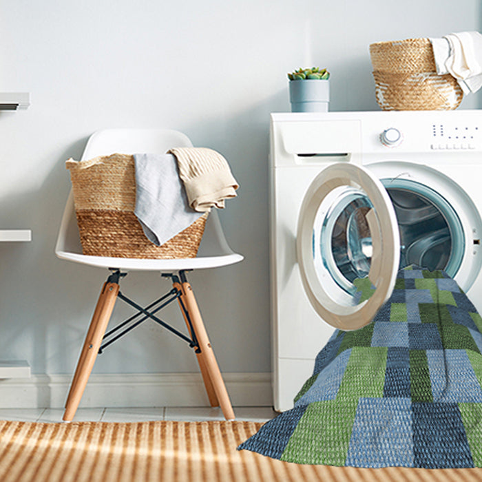 Machine Washable Transitional Blue Green Rug in a Washing Machine, wshpat1134