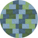 Sideview of Patterned Blue Green Novelty Rug, pat1134