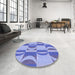 Round Patterned Jeans Blue Rug in a Office, pat1135blu