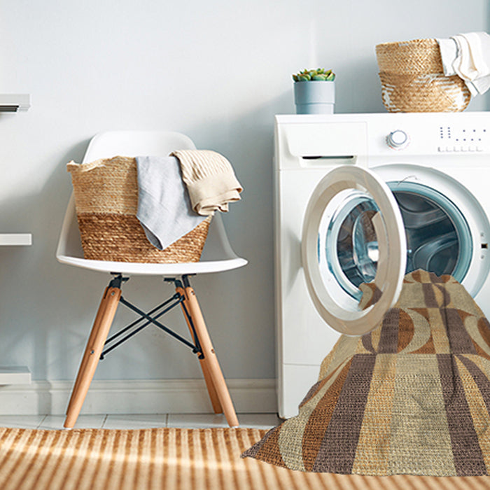 Machine Washable Transitional Sienna Brown Rug in a Washing Machine, wshpat1135brn