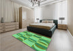 Patterned Green Rug in a Bedroom, pat1135grn